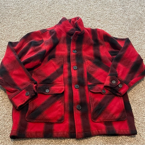 Stormy Kromer The Mackinaw Coat buffalo plaid red medium wool - Picture 2 of 8